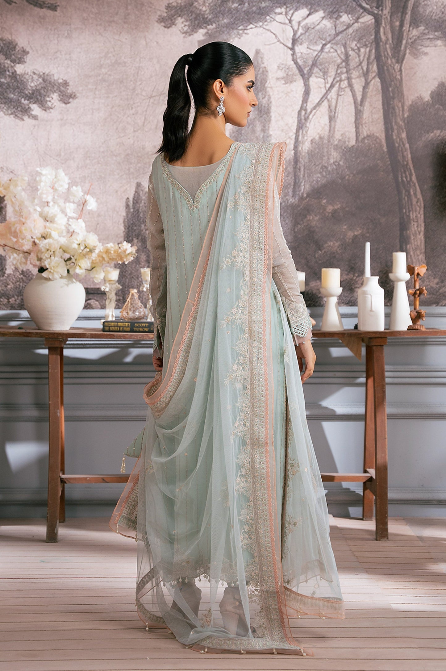 3 Piece Embroidered Chiffon Suit