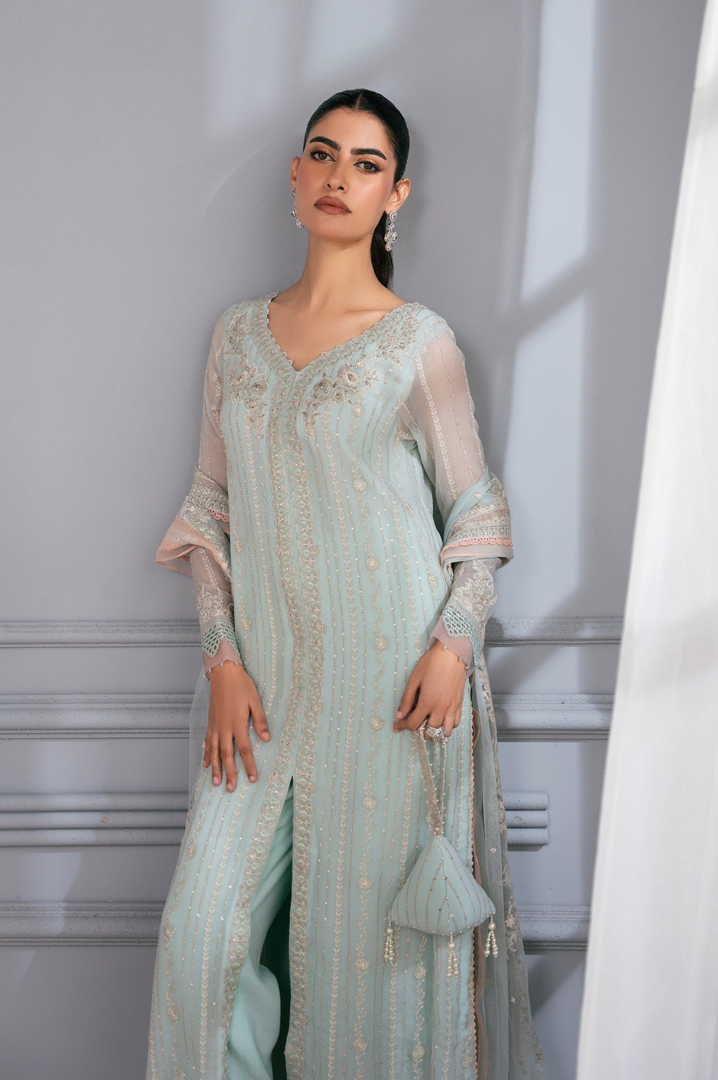 3 Piece Embroidered Chiffon Suit