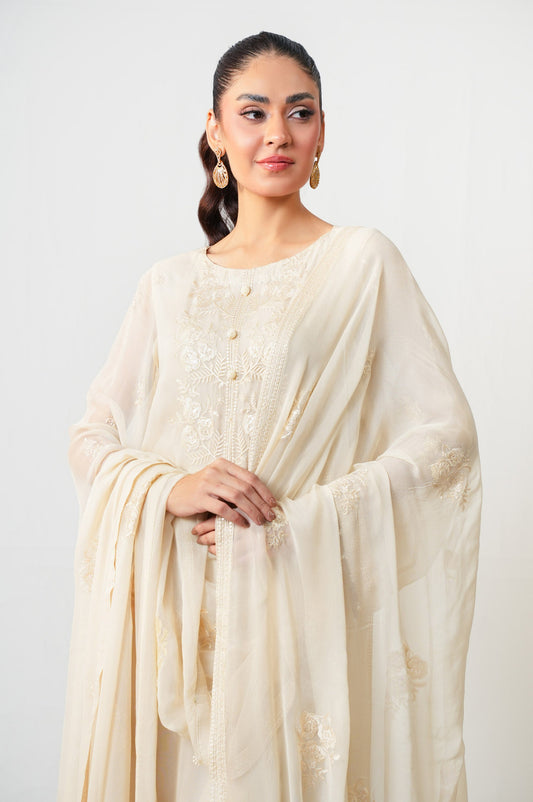 3 Piece Embroidered Chiffon Suit