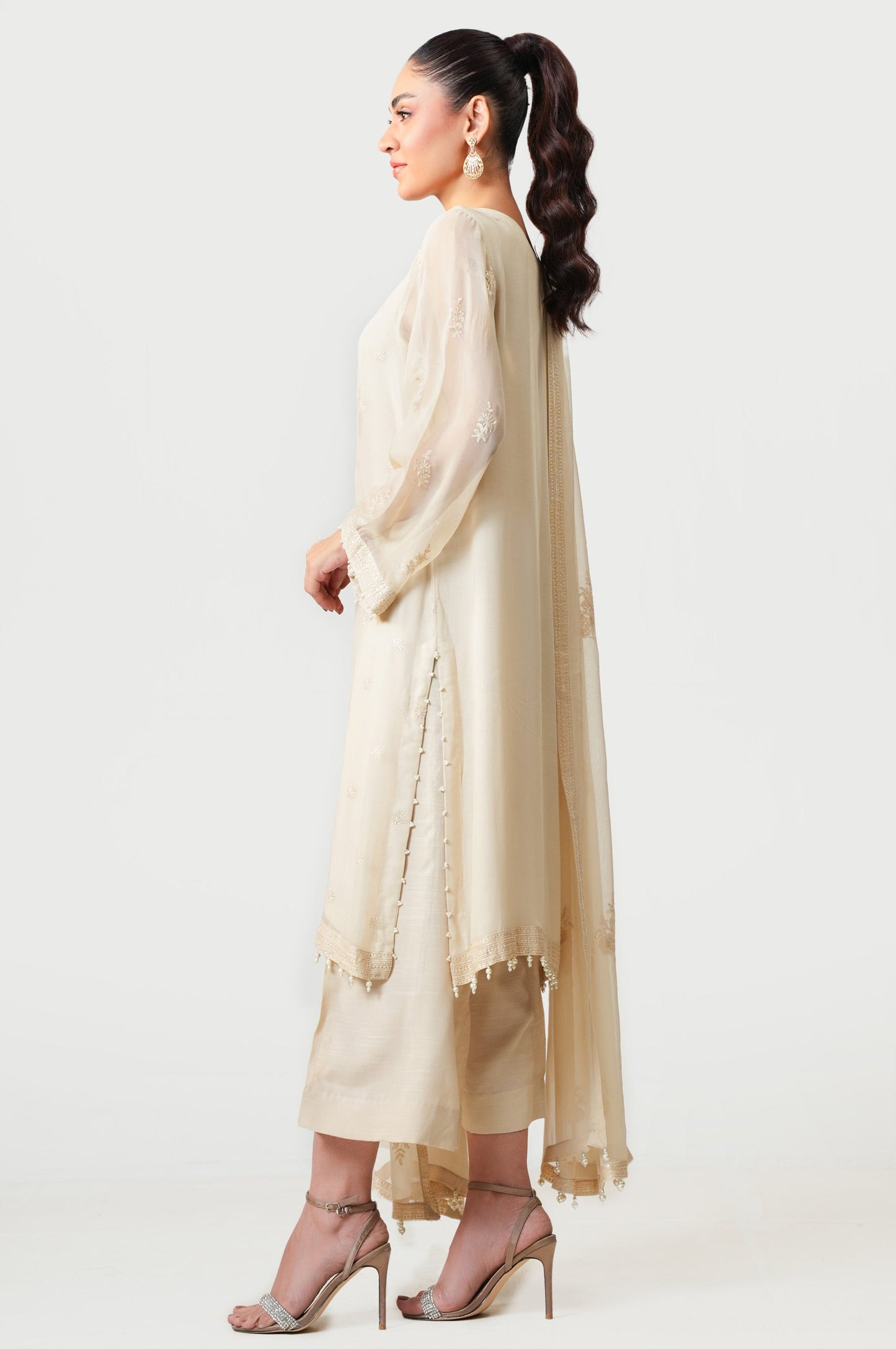 3 Piece Embroidered Chiffon Suit