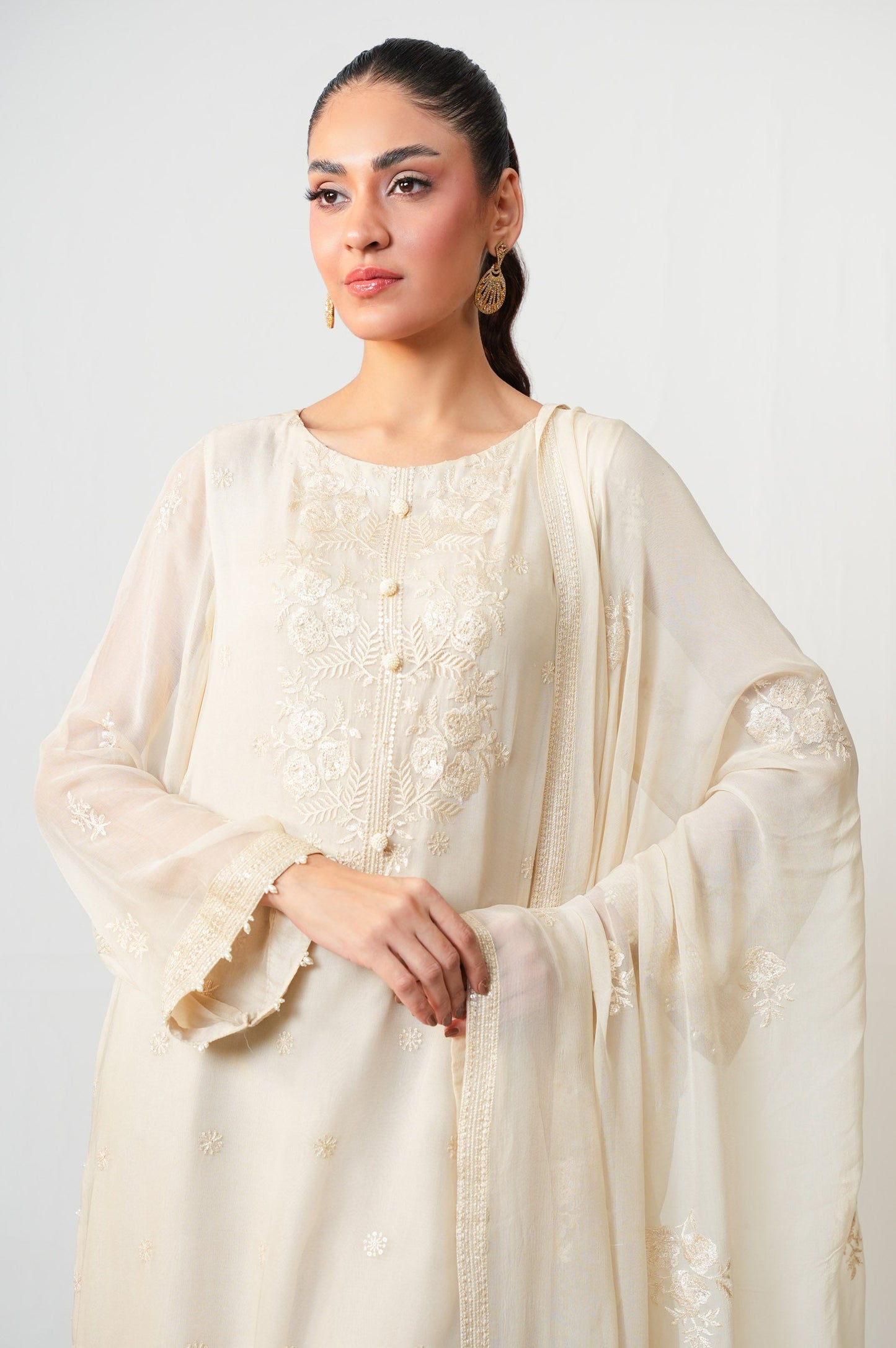 3 Piece Embroidered Chiffon Suit