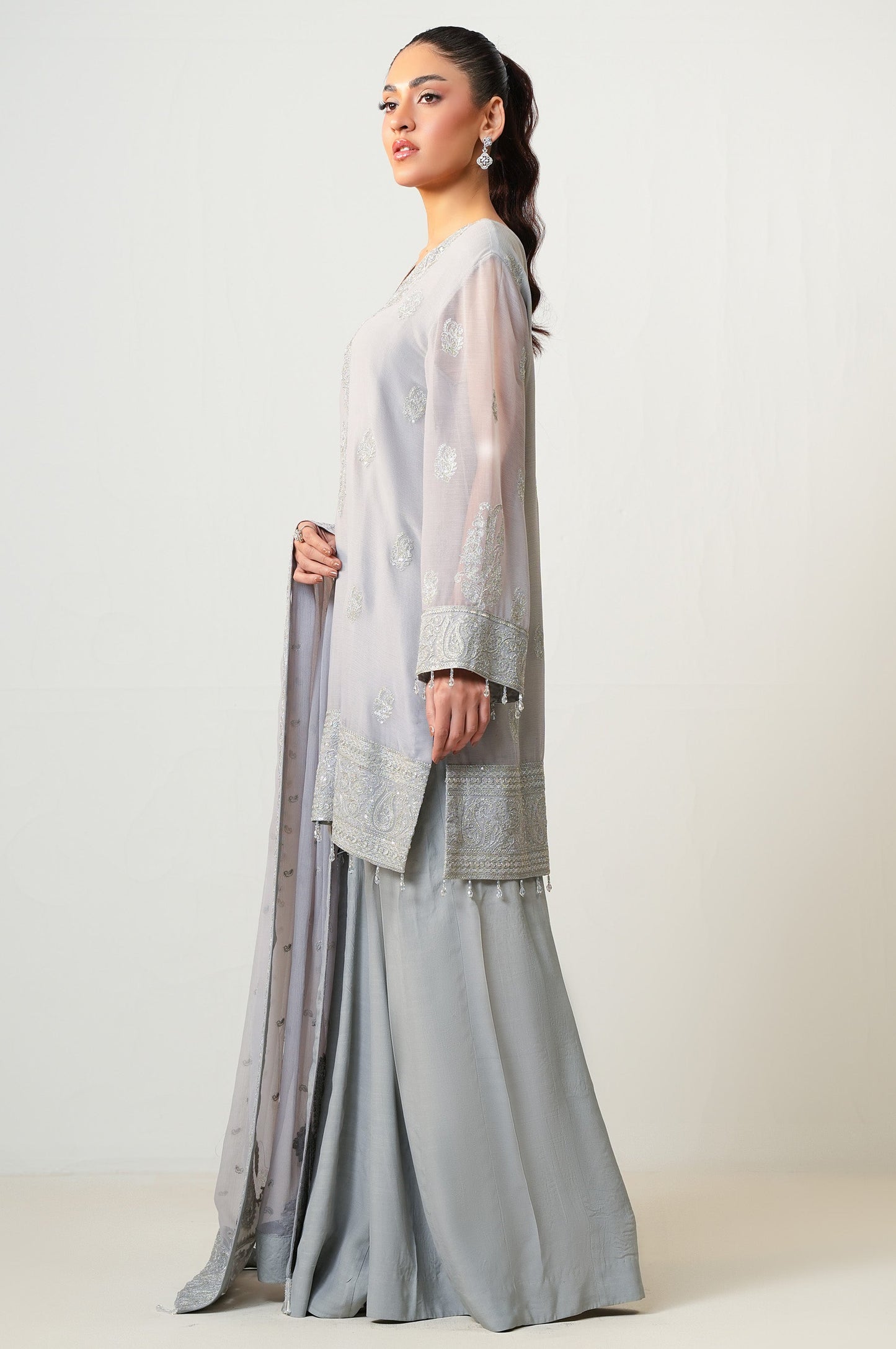 3 Piece Embroidered Chiffon Suit