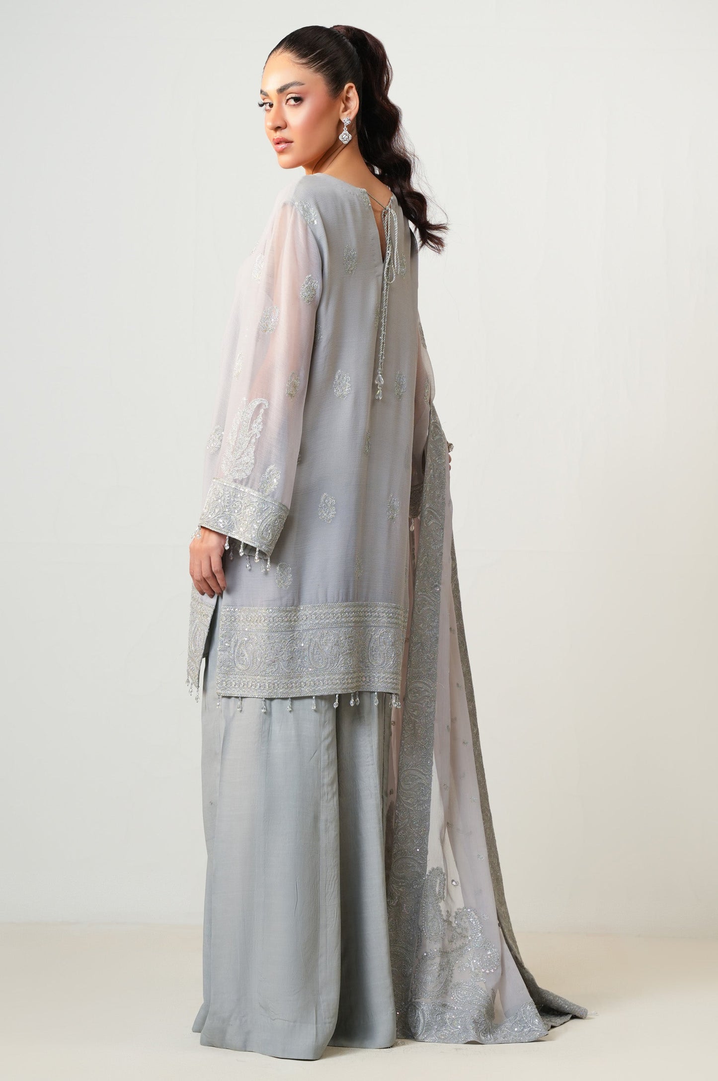 3 Piece Embroidered Chiffon Suit