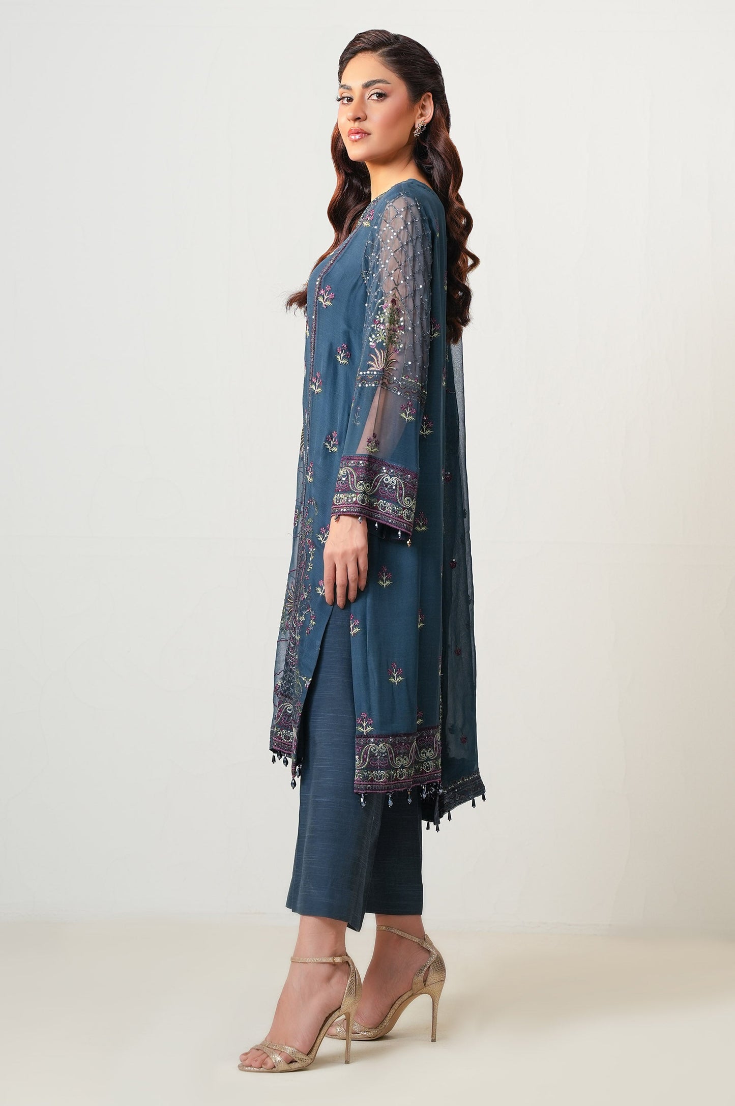 3 Piece Embroidered Chiffon Suit