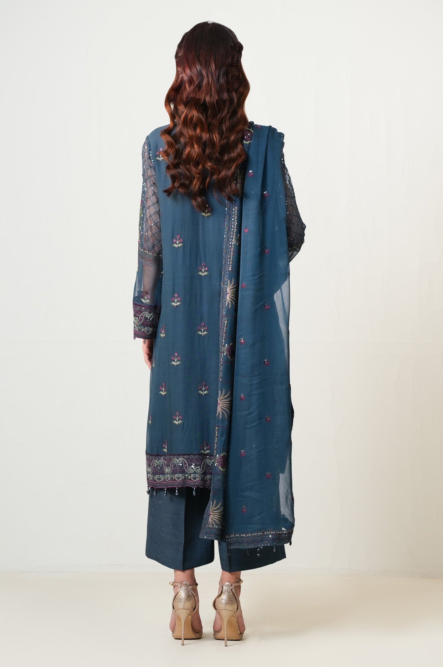 3 Piece Embroidered Chiffon Suit