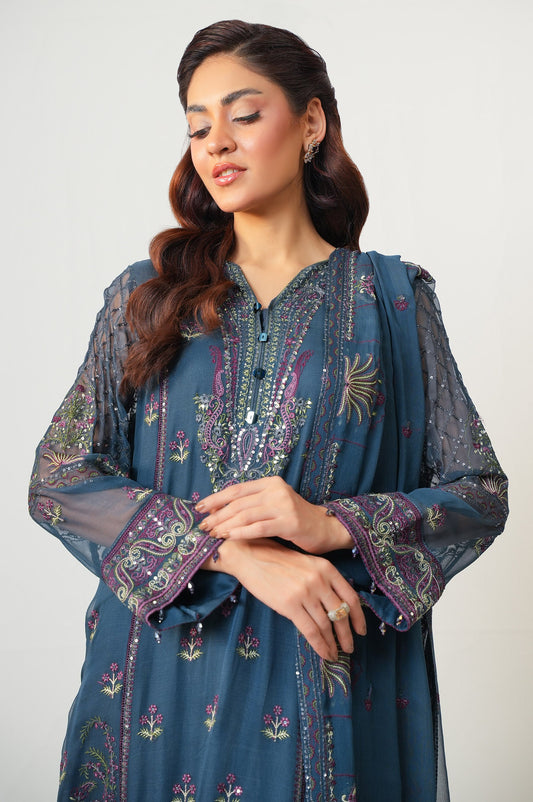 3 Piece Embroidered Chiffon Suit
