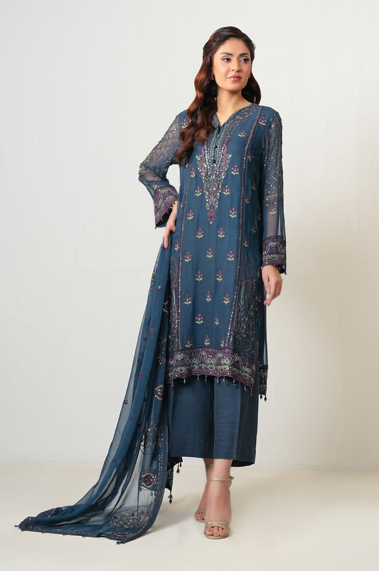 3 Piece Embroidered Chiffon Suit